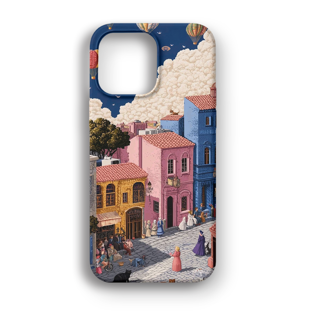 Whimsical Mediterranean Village - Lüks Kadife İç Kaplamalı Koruyucu Kılıf (K 112)
