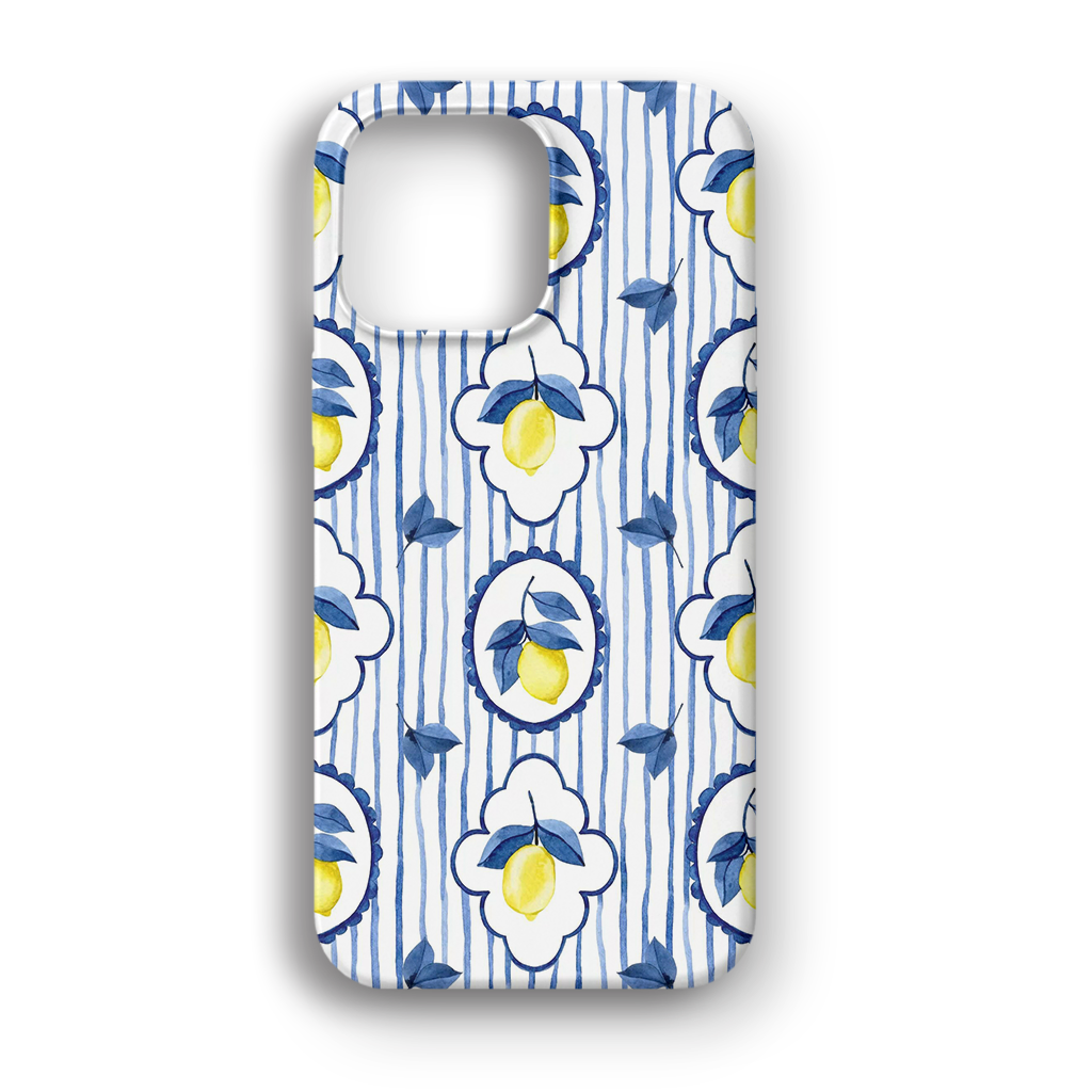 Blue Lemon Stripe - Lüks Kadife İç Kaplamalı Koruyucu Kılıf (K 115)