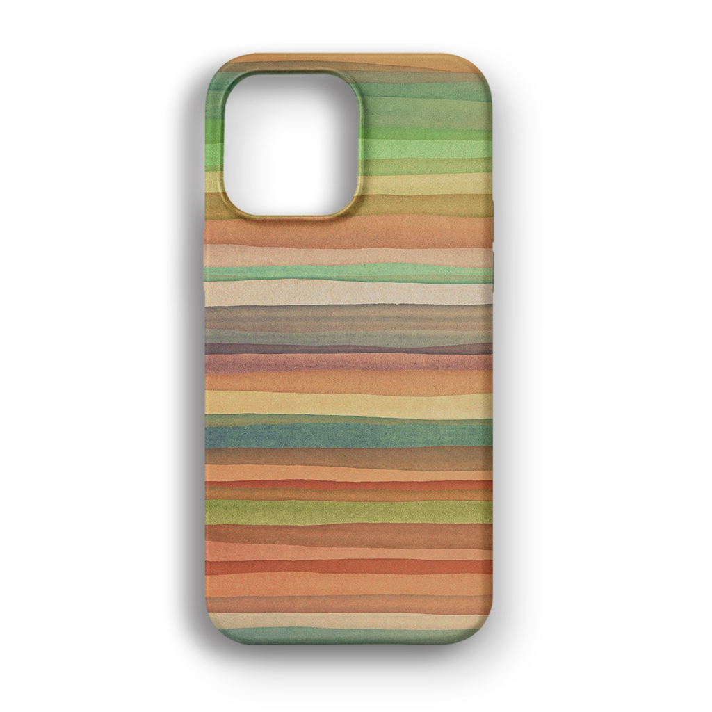 Earthy Horizon Stripes - Lüks Kadife İç Kaplamalı Koruyucu Kılıf (K 118)