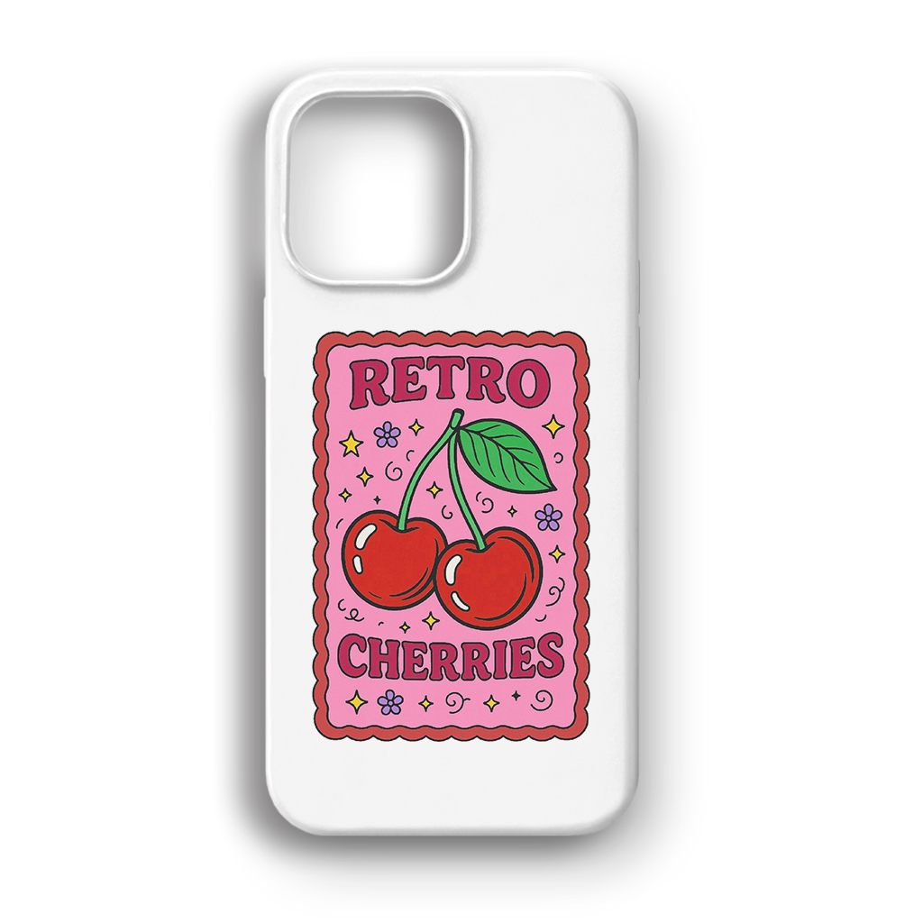 Retro Cherries - Lüks Kadife İç Kaplamalı Koruyucu Kılıf (K 122)