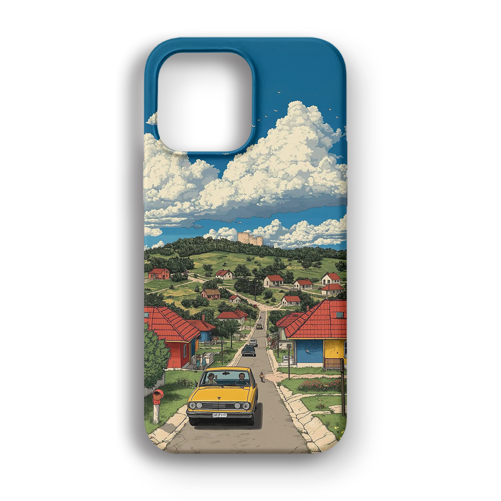 Yellow Car Village - Lüks Kadife İç Kaplamalı Koruyucu Kılıf (K 127)