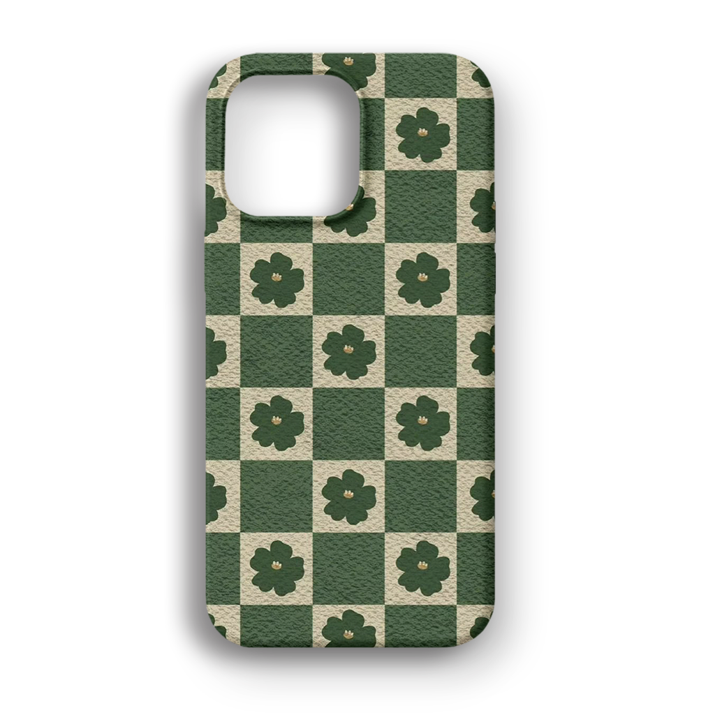 Green Checkered Clover - Lüks Kadife İç Kaplamalı Koruyucu Kılıf (K 131)