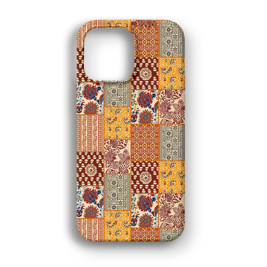 Boho Tile Patchwork - Lüks Kadife İç Kaplamalı Koruyucu Kılıf (K 148)