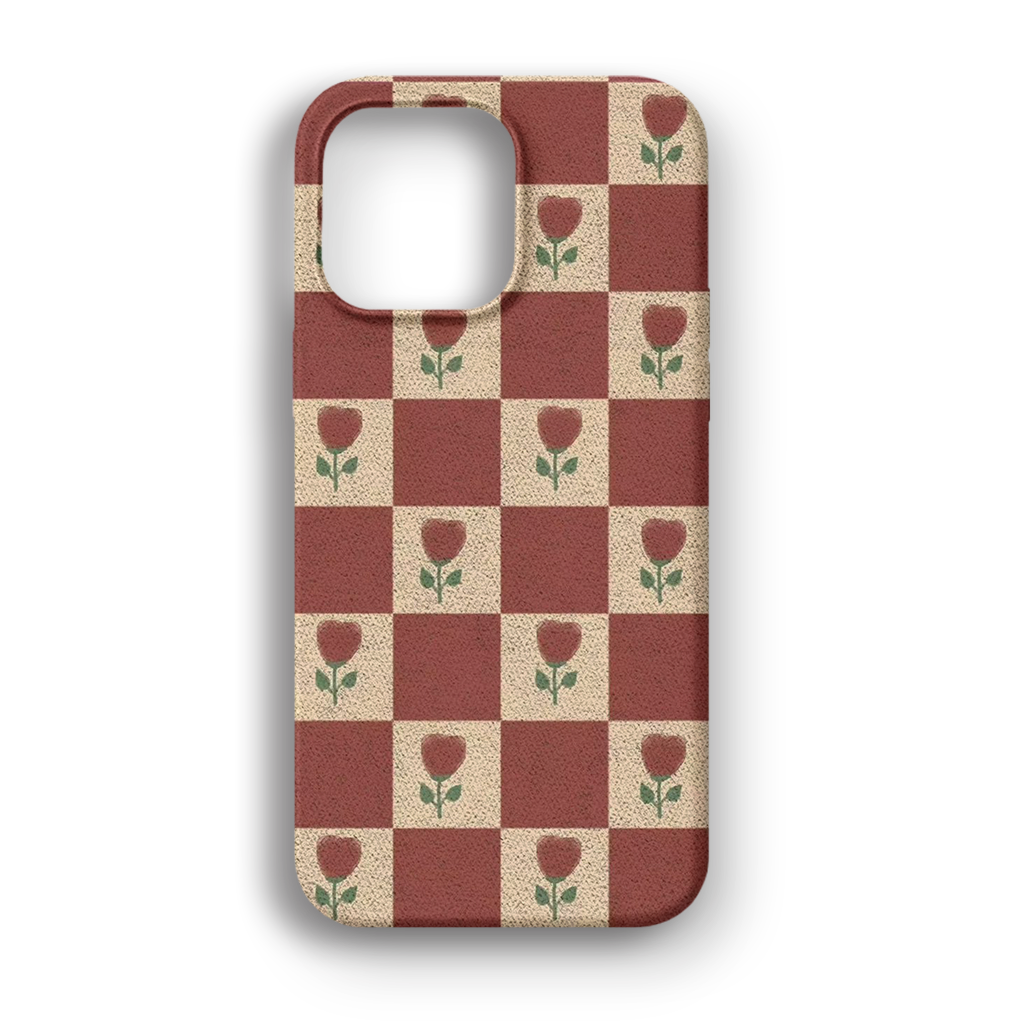 Rose Gingham Checkered - Lüks Kadife İç Kaplamalı Koruyucu Kılıf (K 161)
