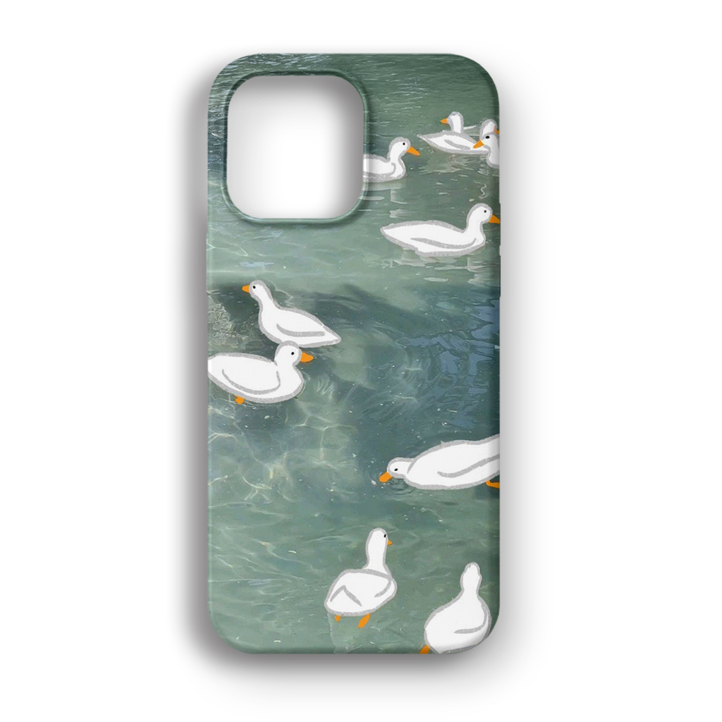 Swimming Ducks Pattern - Lüks Kadife İç Kaplamalı Koruyucu Kılıf (K 246)