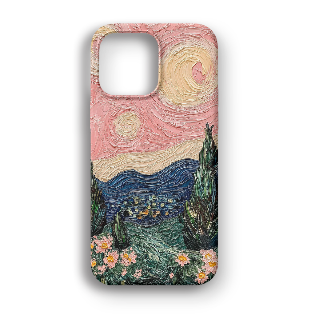 Pink Starry Night - Lüks Kadife İç Kaplamalı Koruyucu Kılıf (K 285)