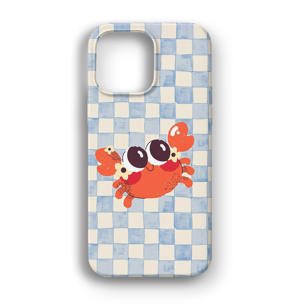 Cute Crab Gingham - Lüks Kadife İç Kaplamalı Koruyucu Kılıf (K 308)
