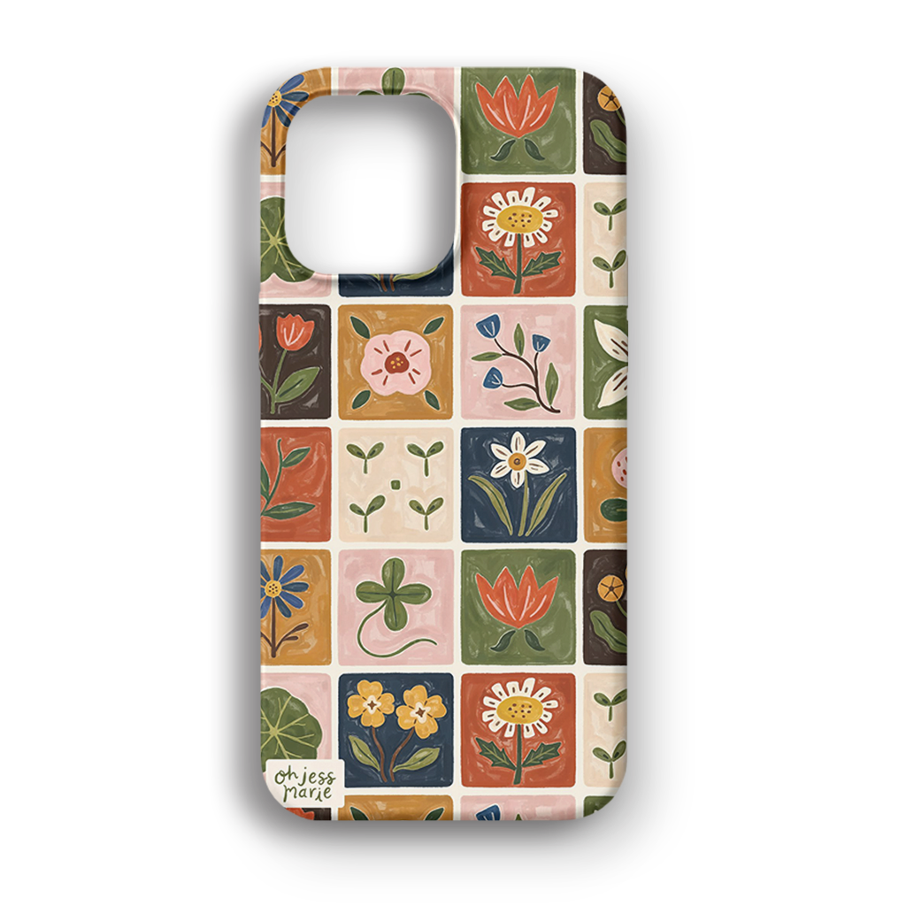Floral Mosaic - Lüks Kadife İç Kaplamalı Koruyucu Kılıf (K 83)