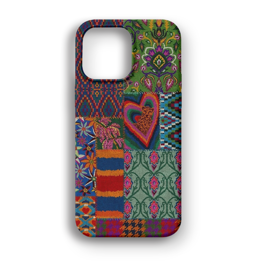 Boho Patchwork - Lüks Kadife İç Kaplamalı Koruyucu Kılıf (K 92)