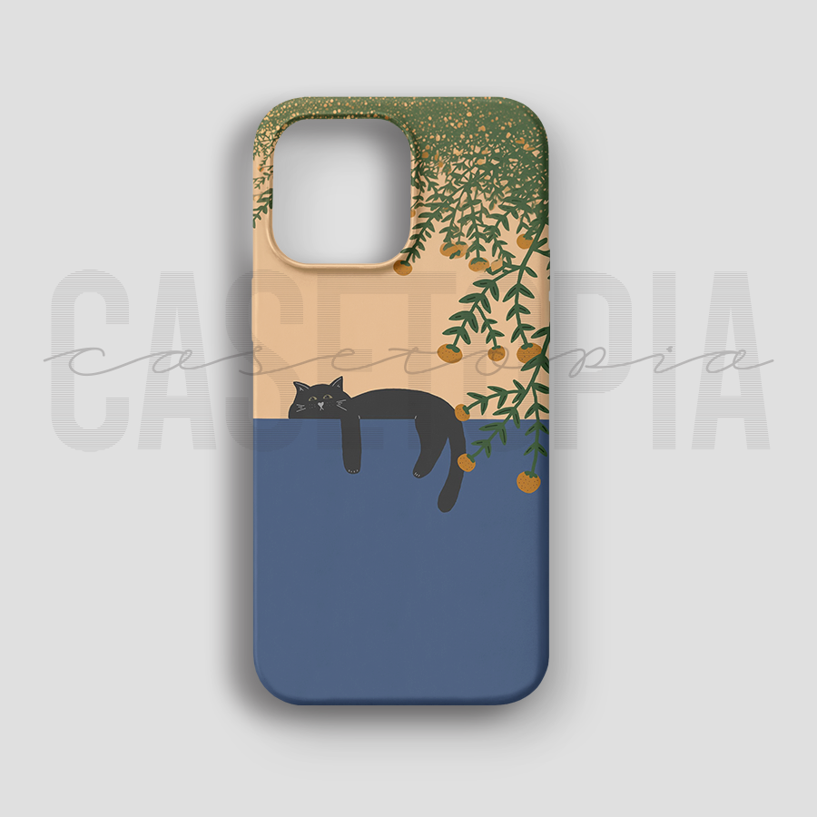 Lazy Black Cat - Lüks Kadife İç Kaplamalı Koruyucu Kılıf (K 101)