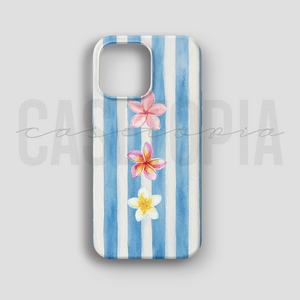 Blue Stripe Plumeria - Lüks Kadife İç Kaplamalı Koruyucu Kılıf (K 103)