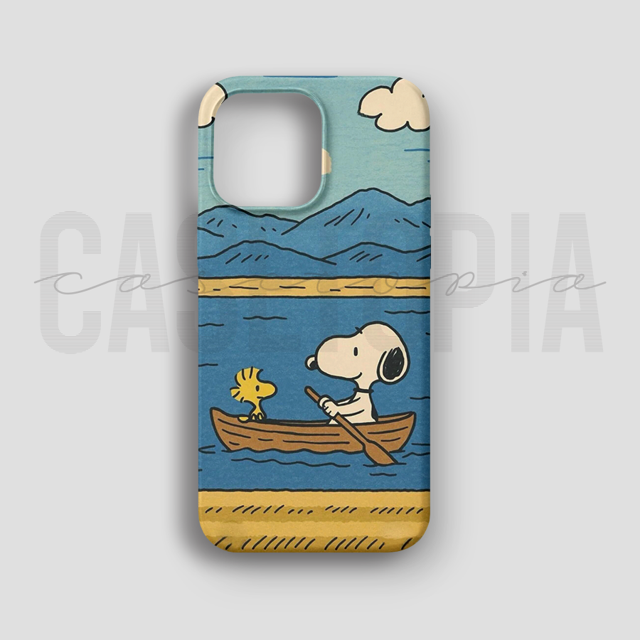Snoopy & Woodstock Boat - Lüks Kadife İç Kaplamalı Koruyucu Kılıf (K 106)