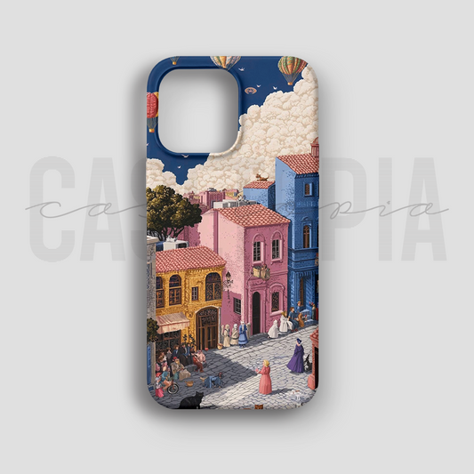 Whimsical Mediterranean Village - Lüks Kadife İç Kaplamalı Koruyucu Kılıf (K 112)