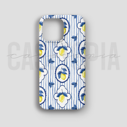 Blue Lemon Stripe - Lüks Kadife İç Kaplamalı Koruyucu Kılıf (K 115)