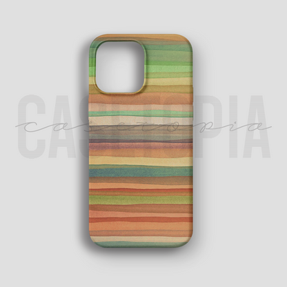 Earthy Horizon Stripes - Lüks Kadife İç Kaplamalı Koruyucu Kılıf (K 118)