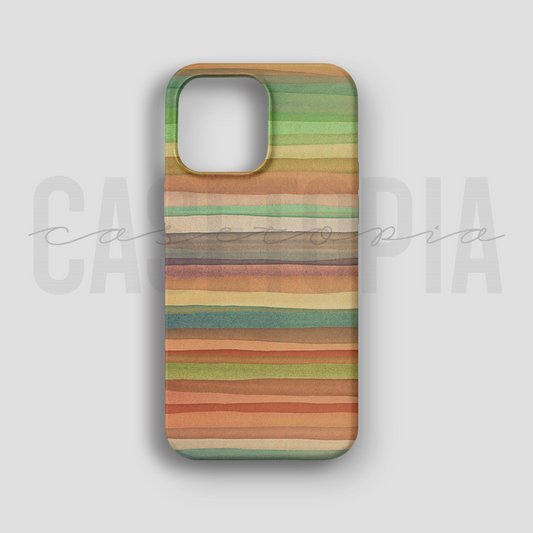Earthy Horizon Stripes - Lüks Kadife İç Kaplamalı Koruyucu Kılıf (K 118)