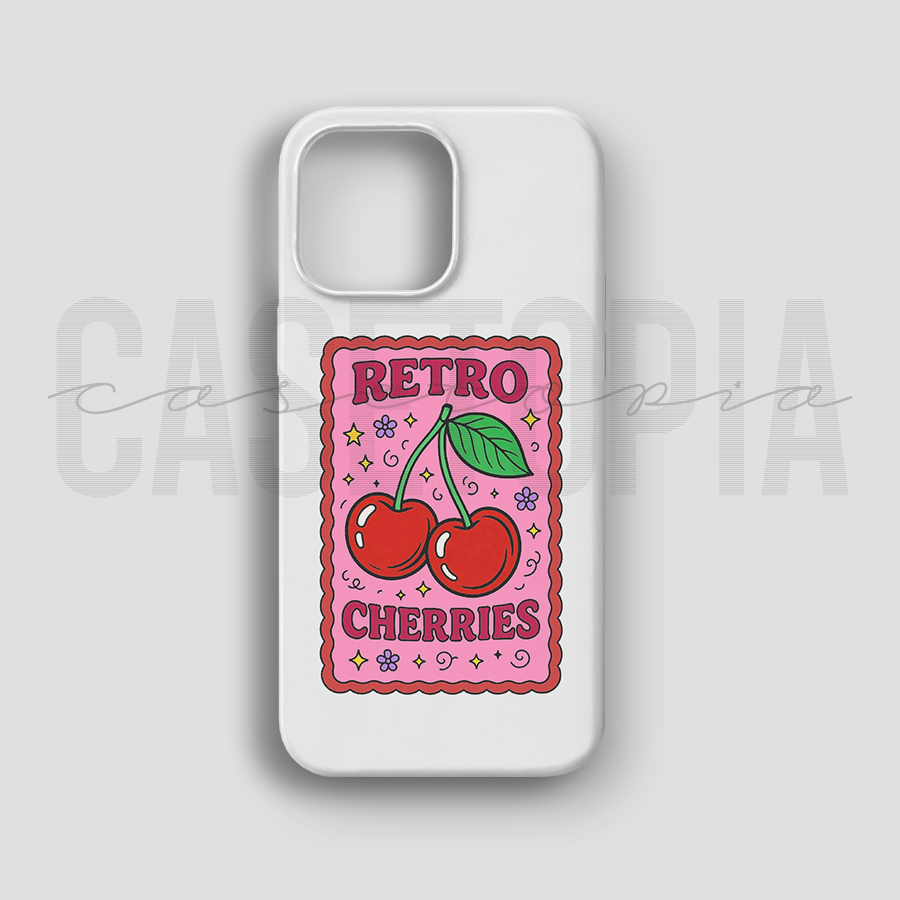Retro Cherries - Lüks Kadife İç Kaplamalı Koruyucu Kılıf (K 122)