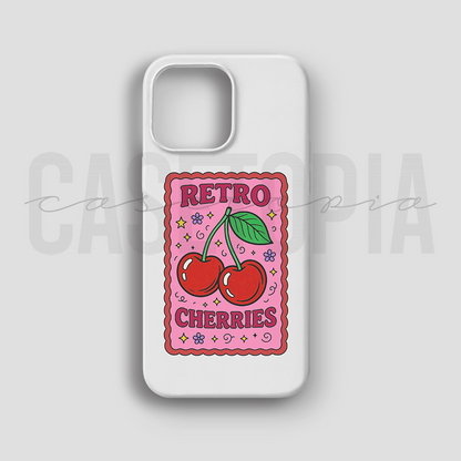 Retro Cherries - Lüks Kadife İç Kaplamalı Koruyucu Kılıf (K 122)