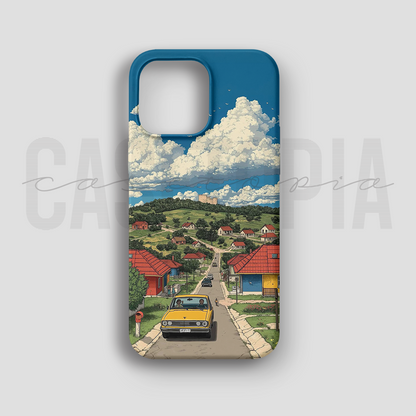 Yellow Car Village - Lüks Kadife İç Kaplamalı Koruyucu Kılıf (K 127)