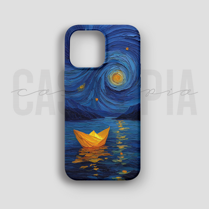 Golden Boat Starry Night - Lüks Kadife İç Kaplamalı Koruyucu Kılıf (K 147)