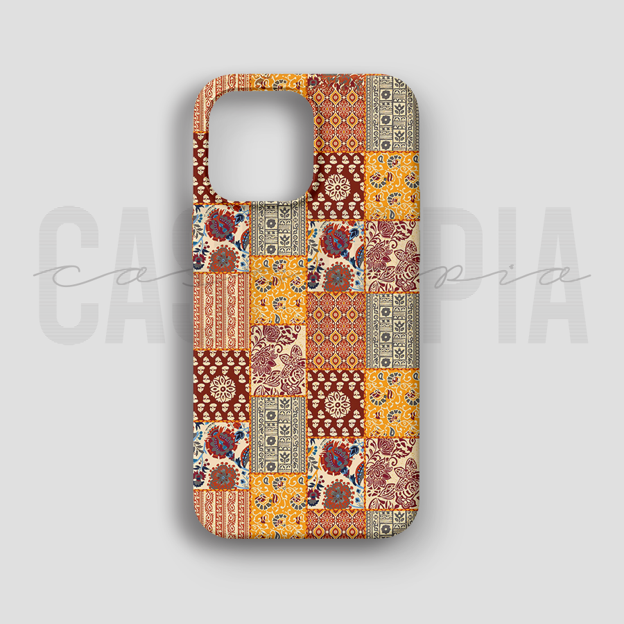 Boho Tile Patchwork - Lüks Kadife İç Kaplamalı Koruyucu Kılıf (K 148)