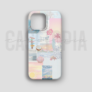 Coastal Collage - Lüks Kadife İç Kaplamalı Koruyucu Kılıf (K 250)