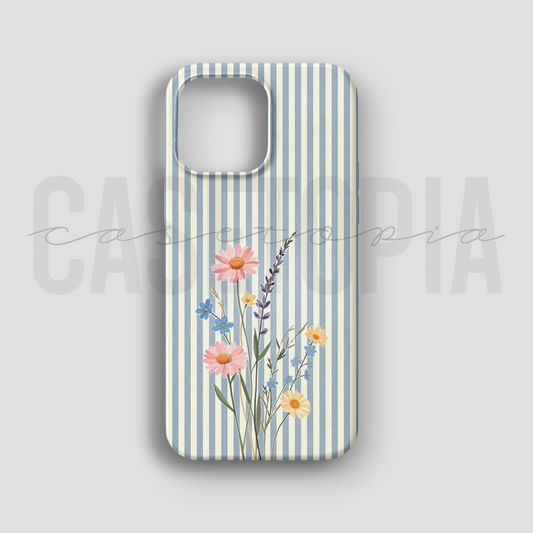 Wildflower Stripes - Lüks Kadife İç Kaplamalı Koruyucu Kılıf (K 262)
