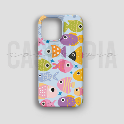 Colorful Fish Party - Lüks Kadife İç Kaplamalı Koruyucu Kılıf (K 284)