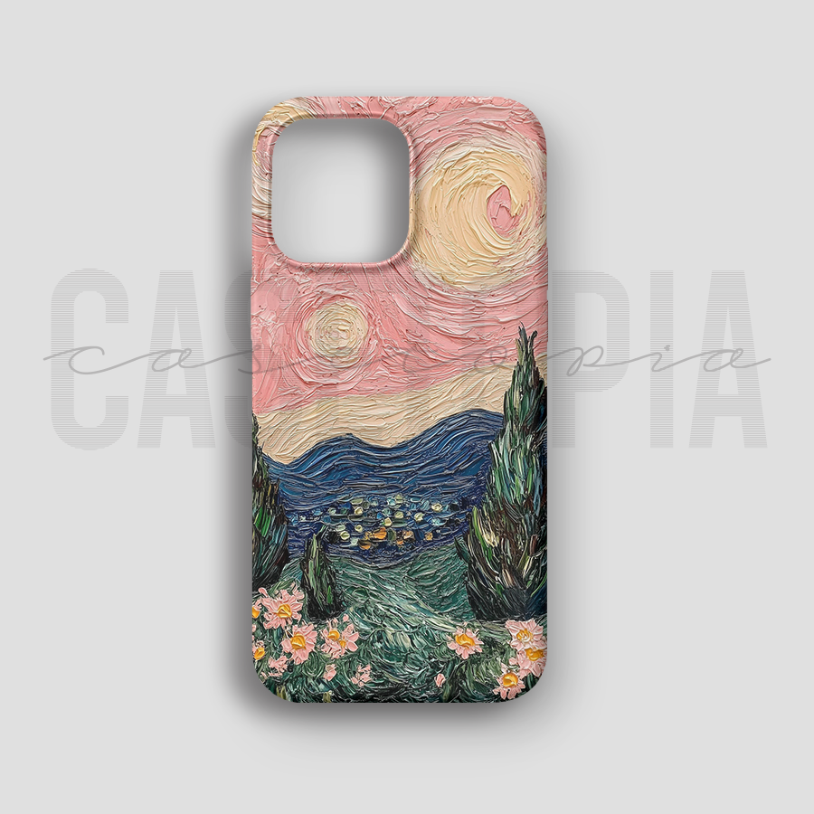 Pink Starry Night - Lüks Kadife İç Kaplamalı Koruyucu Kılıf (K 285)