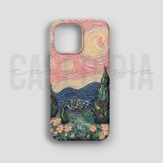 Pink Starry Night - Lüks Kadife İç Kaplamalı Koruyucu Kılıf (K 285)