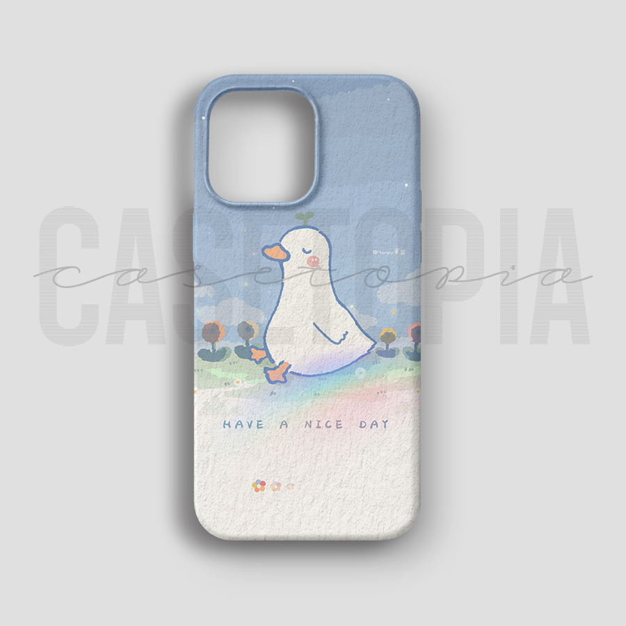 Have A Nice Day Duck - Lüks Kadife İç Kaplamalı Koruyucu Kılıf (K 289)