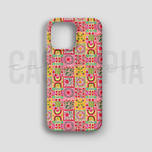 Colorful Patchwork - Lüks Kadife İç Kaplamalı Koruyucu Kılıf (K 298)