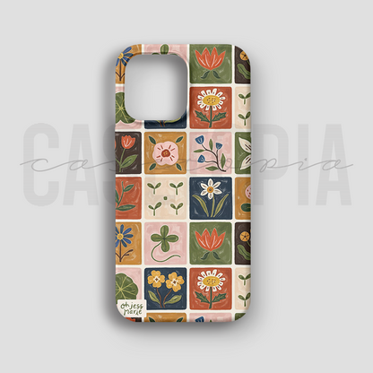 Floral Mosaic - Lüks Kadife İç Kaplamalı Koruyucu Kılıf (K 83)