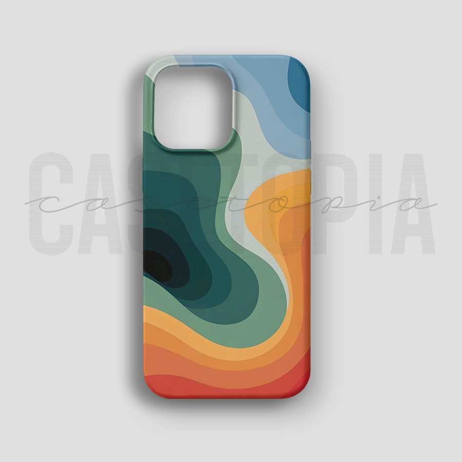 Colorful Wave Layers - Lüks Kadife İç Kaplamalı Koruyucu Kılıf (K 88)