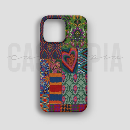 Boho Patchwork - Lüks Kadife İç Kaplamalı Koruyucu Kılıf (K 92)